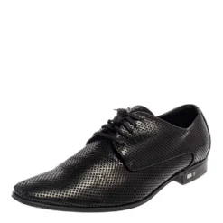 Versace Black Perforated Leather Derby Size 45 For Men