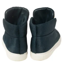 Versace Blue Calf Hair Medusa Embellished High Top Sneakers Size 40 For Men -Versace Official Website luxury men versace used shoes p458939 003