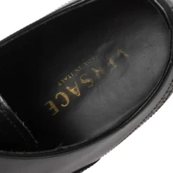 Versace Black Leather Medusa Heel Lace Up Oxfords Size 42 For Men -Versace Official Website luxury men versace used shoes p460878 006