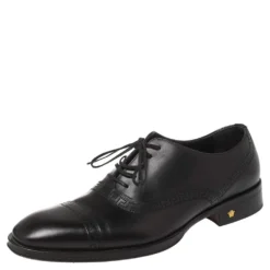 Versace Black Leather Medusa Heel Lace Up Oxfords Size 42 For Men