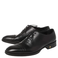 Versace Black Leather Medusa Heel Lace Up Oxfords Size 42 For Men -Versace Official Website luxury men versace used shoes p460878 009