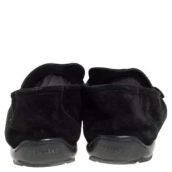 Versace Black Suede Slip On Loafers Size 46 For Men -Versace Official Website luxury men versace used shoes p461375 002