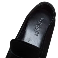 Versace Black Suede Slip On Loafers Size 46 For Men -Versace Official Website luxury men versace used shoes p461375 005