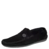 Versace Black Suede Slip On Loafers Size 46 For Men