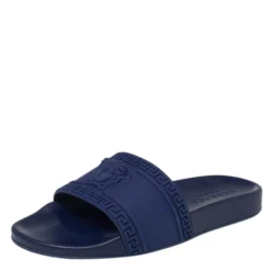 Versace Black Rubber Medusa Head Flat Slides Size 41 For Men