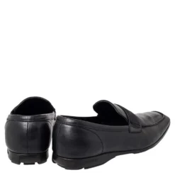 Versace Black Leather Slip On Loafers Size 44 For Men -Versace Official Website luxury men versace used shoes p467020 003