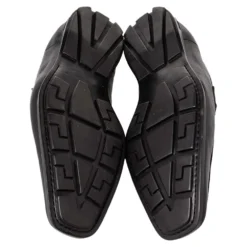 Versace Black Leather Slip On Loafers Size 44 For Men -Versace Official Website luxury men versace used shoes p467020 004