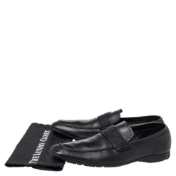 Versace Black Leather Slip On Loafers Size 44 For Men -Versace Official Website luxury men versace used shoes p467020 007