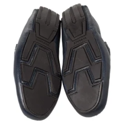 Versace Blue Leather Medusa Slip On Loafers Size 42 For Men -Versace Official Website luxury men versace used shoes p467073 001