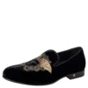 Versace Black Velvet Embroidered Medusa Smoking Slippers Size 43 For Men
