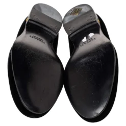 Versace Black Velvet Medusa Slip On Loafers Size 40 For Men -Versace Official Website luxury men versace used shoes p468587 006