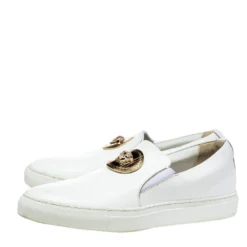 Versace White Leather Palazzo Medusa Slip-On Sneakers Size 39 For Men -Versace Official Website luxury men versace used shoes p471805 008