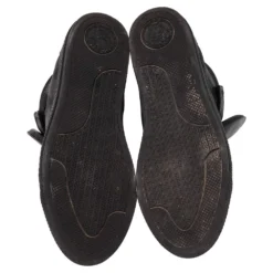 Versace Black Monogram Nylon And Leather Lace High Top Sneakers Size 41 For Men -Versace Official Website luxury men versace used shoes p485233 002