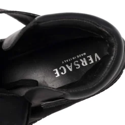 Versace Black Monogram Nylon And Leather Lace High Top Sneakers Size 41 For Men -Versace Official Website luxury men versace used shoes p485233 003