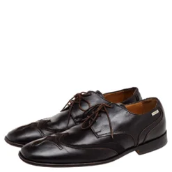 Versace Brown Leather Lace Up Derby Size 41 For Men -Versace Official Website luxury men versace used shoes p499703 005