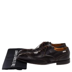 Versace Brown Leather Lace Up Derby Size 41 For Men -Versace Official Website luxury men versace used shoes p499703 007