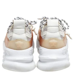 Versace White/Grey Mesh And Nubuck Leather Chain Reaction Sneakers Size 44 For Men -Versace Official Website luxury men versace used shoes p499728 003