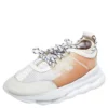 Versace White/Grey Mesh And Nubuck Leather Chain Reaction Sneakers Size 44 For Men