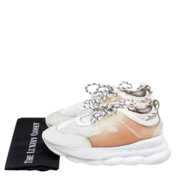 Versace White/Grey Mesh And Nubuck Leather Chain Reaction Sneakers Size 44 For Men -Versace Official Website luxury men versace used shoes p499728 006