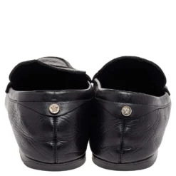 Versace Black Leather Penny Slip On Loafers Size 45 For Men -Versace Official Website luxury men versace used shoes p499815 006