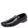 Versace Black Leather Penny Slip On Loafers Size 45 For Men