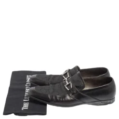 Versace Black Leather And Fabric Pointed Square Toe Loafers Size 40 For Men -Versace Official Website luxury men versace used shoes p501224 009