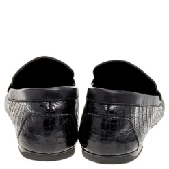 Versace Black Croc Embossed Leather Medusa Loafers Size 42 For Men -Versace Official Website luxury men versace used shoes p514751 002