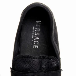 Versace Black Nubuck Leather And Python Medusa Loafers Size 41 For Men -Versace Official Website luxury men versace used shoes p515012 009