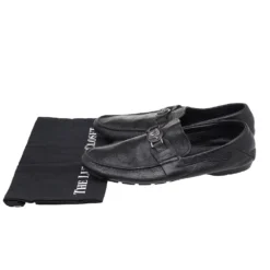 Versace Black Leather Medusa Slip On Loafers Size 44 For Men -Versace Official Website luxury men versace used shoes p521174 001