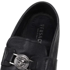 Versace Black Leather Medusa Slip On Loafers Size 44 For Men -Versace Official Website luxury men versace used shoes p521174 002