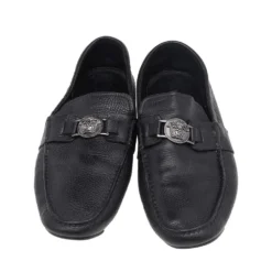 Versace Black Leather Medusa Slip On Loafers Size 44 For Men -Versace Official Website luxury men versace used shoes p521174 005