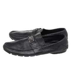 Versace Black Leather Medusa Slip On Loafers Size 44 For Men -Versace Official Website luxury men versace used shoes p521174 008