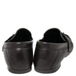 Versace Dark Brown Leather Medusa Embellished Slip On Loafers 41.5 For Men -Versace Official Website luxury men versace used shoes p526213 006