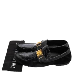 Versace Black Croc Embossed Leather And Suede Medusa Loafers Size 42 For Men 15 Versace Black Croc Embossed Leather And Suede Medusa Loafers Size 42 For Men -Versace Official Website luxury men versace used shoes p534606 001 scaled
