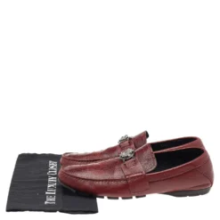 Versace Red Crocodile Leather Medusa Loafers Size 42 For Men -Versace Official Website luxury men versace used shoes p541024 004