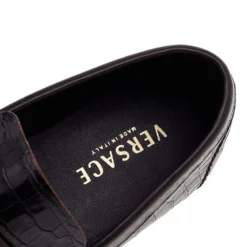 Versace Black/Brown Crocodile Leather Medusa Slip On Loafers Size 45 For Men -Versace Official Website luxury men versace used shoes p541661 004