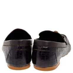 Versace Black/Brown Crocodile Leather Medusa Slip On Loafers Size 45 For Men -Versace Official Website luxury men versace used shoes p541661 006