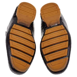 Versace Black/Brown Crocodile Leather Medusa Slip On Loafers Size 45 For Men -Versace Official Website luxury men versace used shoes p541661 009