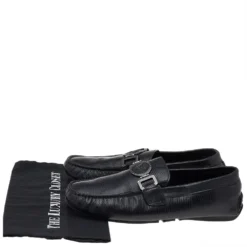 Versace Black Lizard Leather Medusa Slip On Loafers Size 41 For Men -Versace Official Website luxury men versace used shoes p541671 001