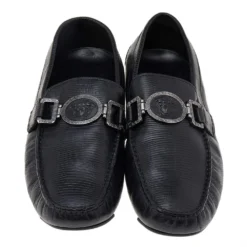 Versace Black Lizard Leather Medusa Slip On Loafers Size 41 For Men -Versace Official Website luxury men versace used shoes p541671 004