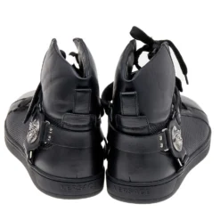 Versace Black Leather Medallion High Top Sneakers Size 44 For Men -Versace Official Website luxury men versace used shoes p551637 003