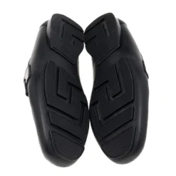 Versace Black Suede And Leather Medusa Embellished Slip On Loafers Size 44 For Men -Versace Official Website luxury men versace used shoes p562102 008