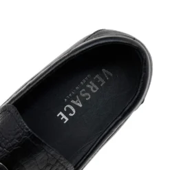 Versace Black Ostrich Leather Medusa Slip On Loafers Size 41 For Men -Versace Official Website luxury men versace used shoes p562114 005