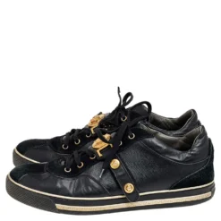 Versace Black Suede And Leather Medusa Low Top Sneakers Size 43 For Men -Versace Official Website luxury men versace used shoes p563986 003