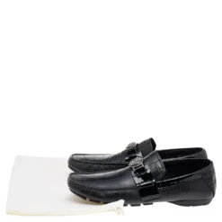 Versace Black Croc Embossed And Patent Leather Medusa Loafers Size 41 For Men -Versace Official Website luxury men versace used shoes p565802 001