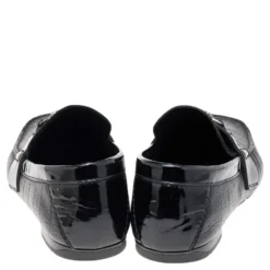 Versace Black Croc Embossed And Patent Leather Medusa Loafers Size 41 For Men -Versace Official Website luxury men versace used shoes p565802 003