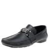 Versace Black Croc Embossed And Patent Leather Medusa Loafers Size 41 For Men