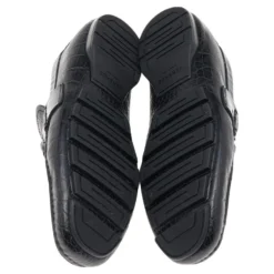 Versace Black Croc Embossed And Patent Leather Medusa Loafers Size 41 For Men -Versace Official Website luxury men versace used shoes p565802 008