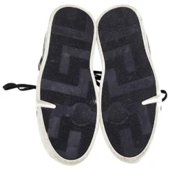 Versace Black/Gold Barocco Print Velvet And Leather Medusa High Top Sneakers Size 40.5 For Men -Versace Official Website luxury men versace used shoes p565914 002