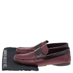 Versace Burgundy Monogram Embossed Leather Slip On Loafers Size 43 For Men -Versace Official Website luxury men versace used shoes p569203 005